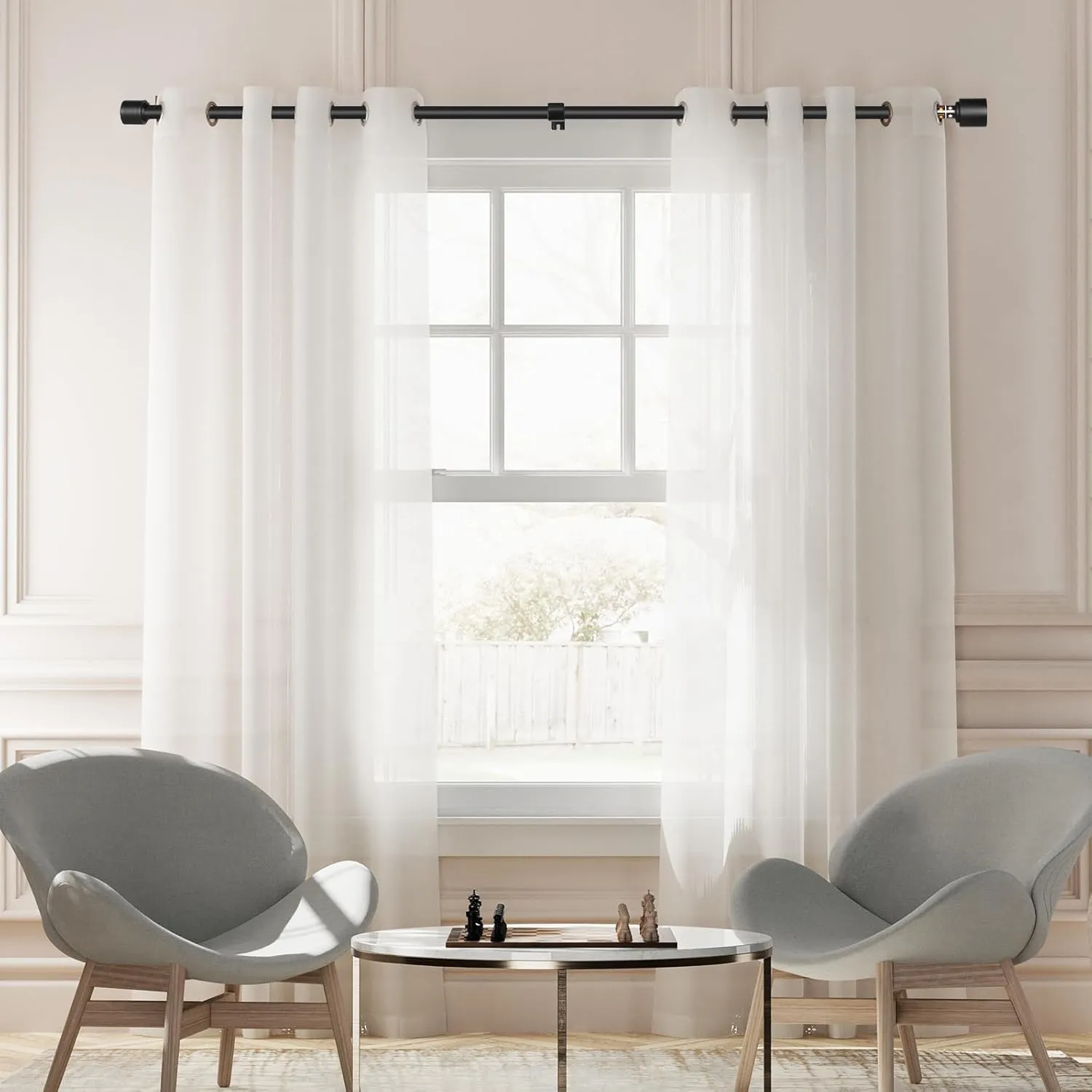 1” Diameter Matte Black Curtain Rod Itself is 30-60 inch 2 Pack, Fit 30 to 56 Windows with Heavy Duty Adjustable Telescopic Rod，Splicing Metal Extra Long Curtain Rod for Windows Sliding Glass Door