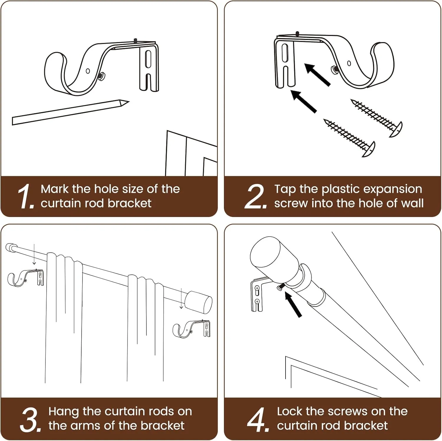 1” Diameter Matte Black Curtain Rod Itself is 30-60 inch 2 Pack, Fit 30 to 56 Windows with Heavy Duty Adjustable Telescopic Rod，Splicing Metal Extra Long Curtain Rod for Windows Sliding Glass Door