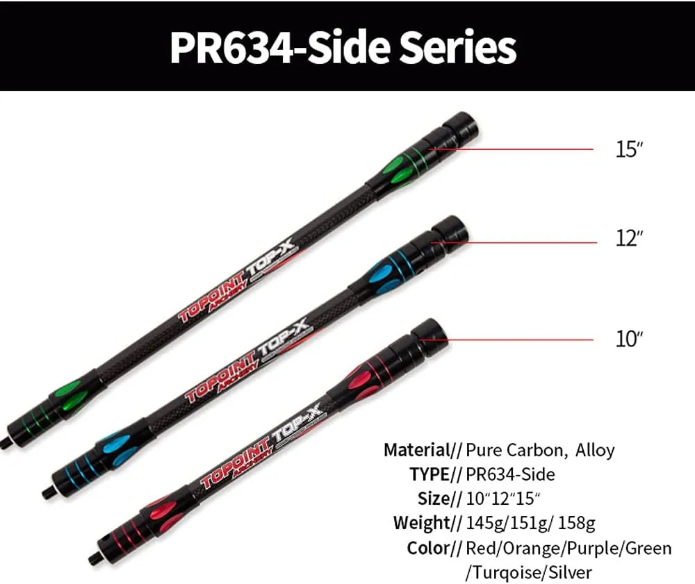 10 Inch 12 Inch 15 Inch Archery Bow Stabilizer Balance Bar Rod Side Rod Carbon Fiber Stabilizer Dampen Weight for Compound Bow Recurve Bow Accessory