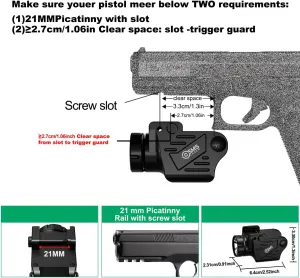 1200 Lumens Tactical Weapon Light, Pistol Light with Strobe Mode, Compact Rail Mounted Compatible with Picatinny Rail, Anodized Aluminum Shell, Magnetic Rechargeable, IPX6 Waterproof