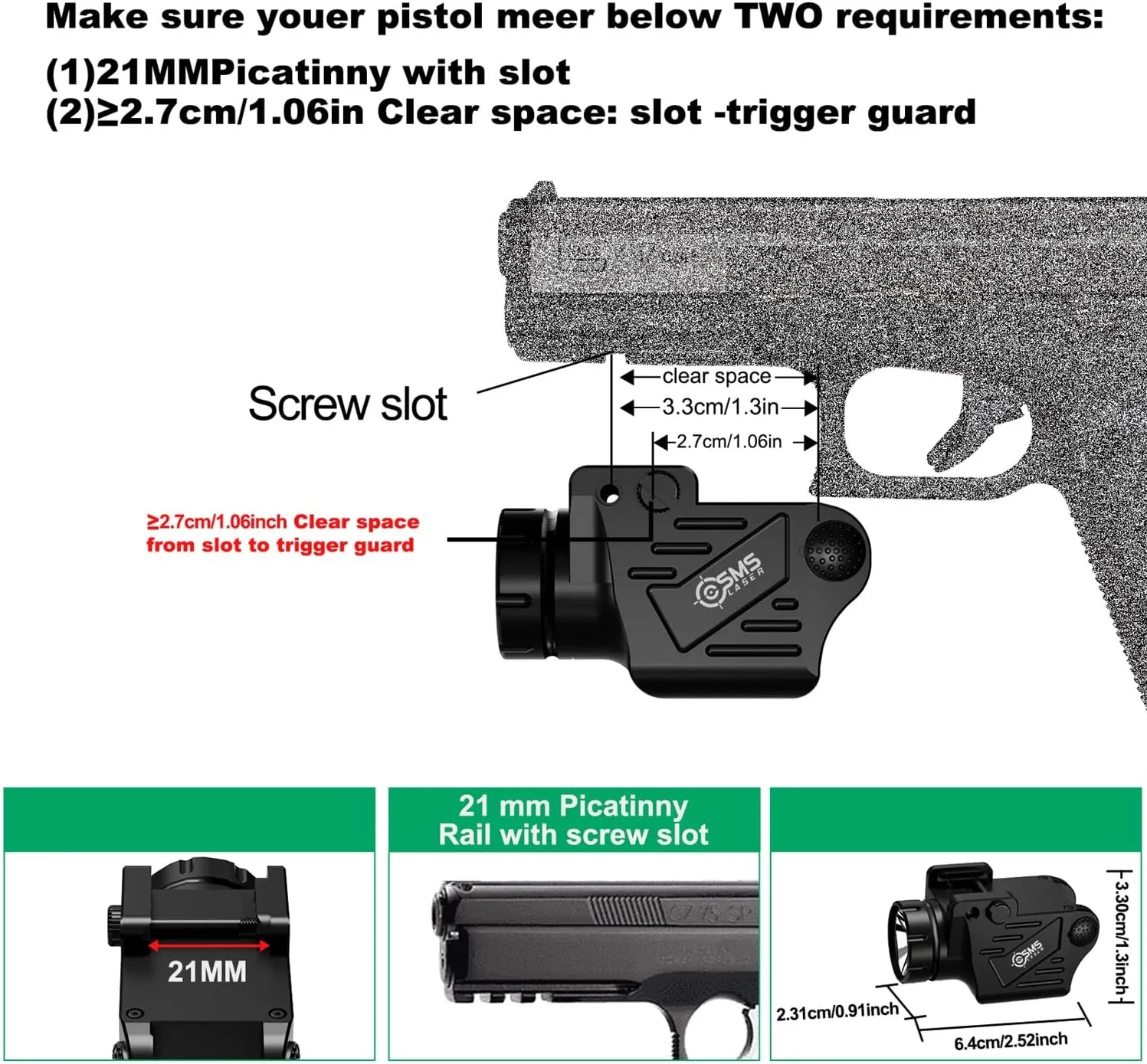 1200 Lumens Tactical Weapon Light, Pistol Light with Strobe Mode, Compact Rail Mounted Compatible with Picatinny Rail, Anodized Aluminum Shell, Magnetic Rechargeable, IPX6 Waterproof