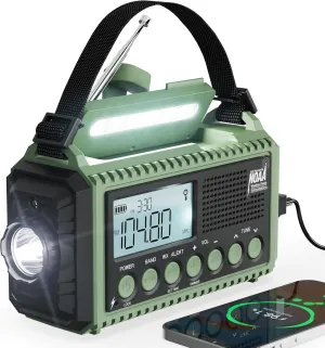 12000 Emergency Radio, NOAA Weather Radio with AM/FM/NOAA/SW,SOS Battery Operated Radio,5 Way Powered Emergency Hand Crank with USB Charger, Flashlight, Reading Lamp, Headphone Jack for Outdoor