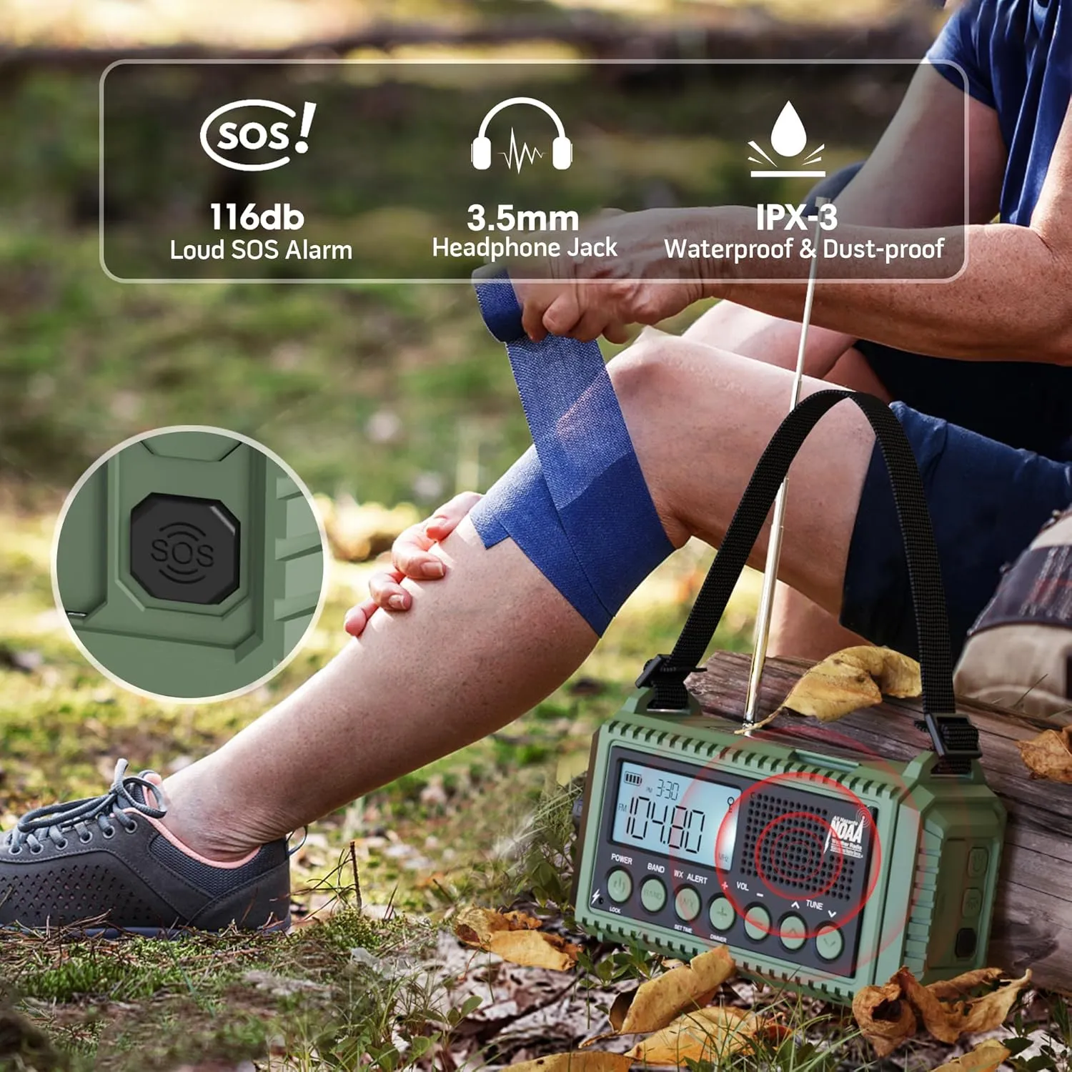 12000 Emergency Radio, NOAA Weather Radio with AM/FM/NOAA/SW,SOS Battery Operated Radio,5 Way Powered Emergency Hand Crank with USB Charger, Flashlight, Reading Lamp, Headphone Jack for Outdoor