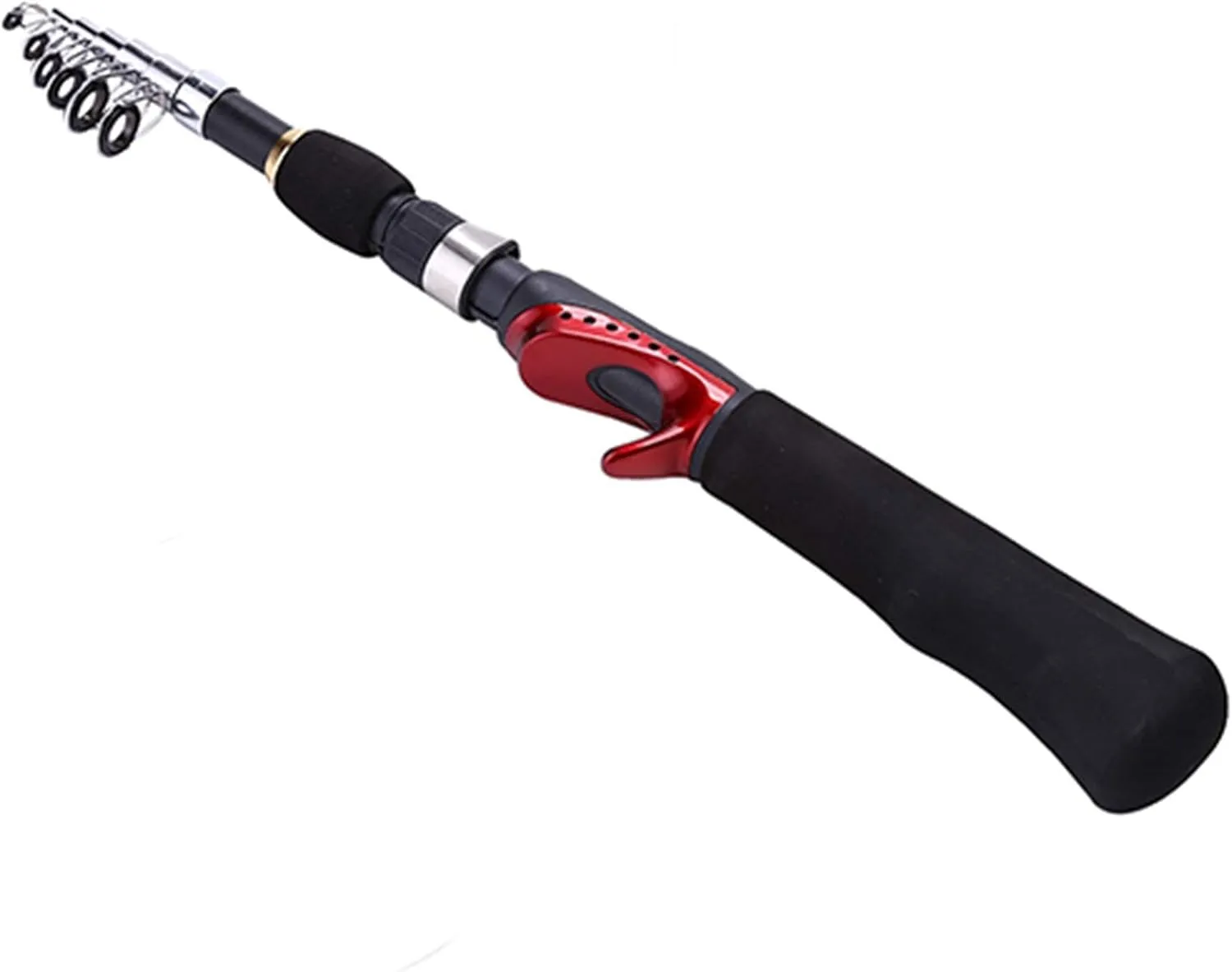 1.25m/1.6m Ice Fishing Rod and Closed Face Spinning Fishing Reel Combo Fishing Tackle Set Telescopic Rod for Child (Black Rod)