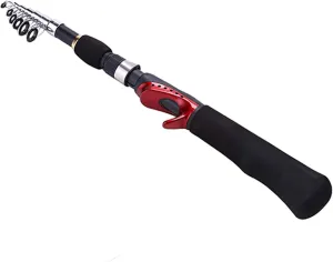 1.25m/1.6m Ice Fishing Rod and Closed Face Spinning Fishing Reel Combo Fishing Tackle Set Telescopic Rod for Child (Black Rod)