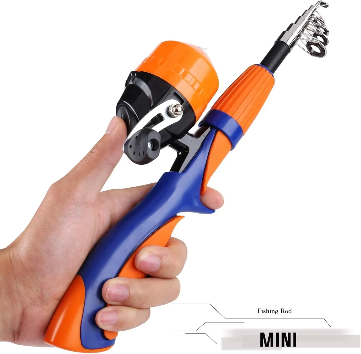 1.25m/1.6m Ice Fishing Rod and Closed Face Spinning Fishing Reel Combo Fishing Tackle Set Telescopic Rod for Child (Color : Black Rod and Reel)