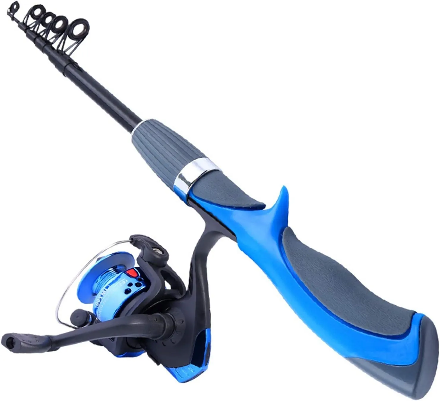 1.25m/1.6m Ice Fishing Rod and Closed Face Spinning Fishing Reel Combo Fishing Tackle Set Telescopic Rod for Child (Color : Black Rod and Reel)