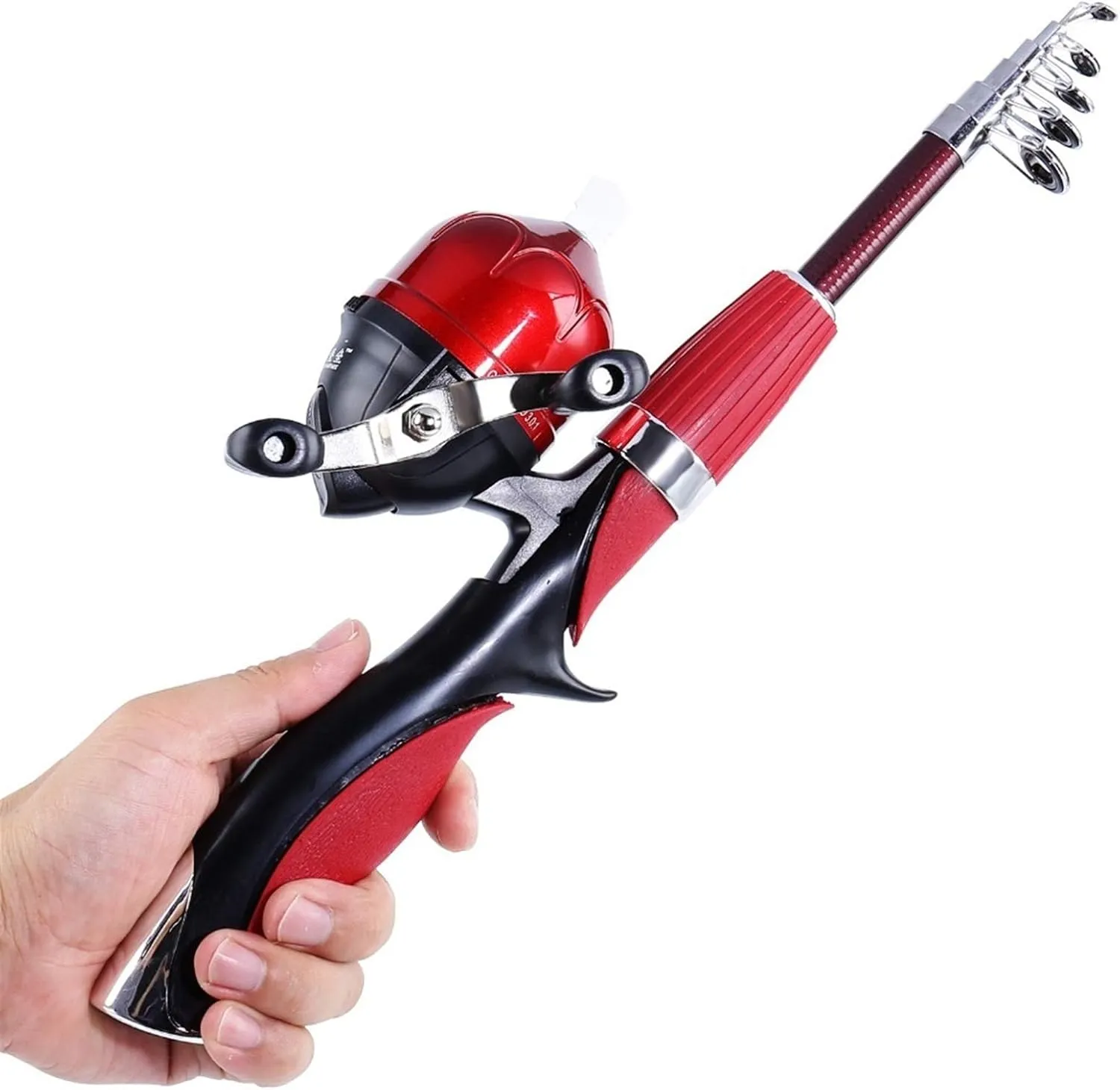 1.25m/1.6m Ice Fishing Rod and Closed Face Spinning Fishing Reel Combo Fishing Tackle Set Telescopic Rod for Child (Color : Black Rod and Reel)