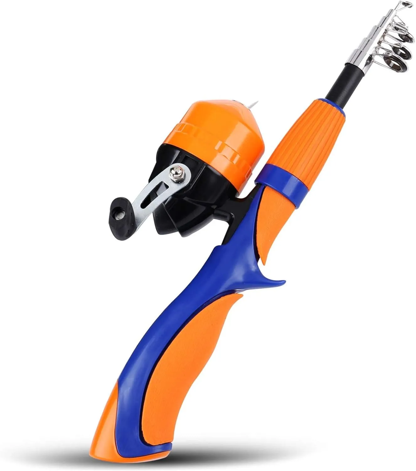 1.25m/1.6m Ice Fishing Rod and Closed Face Spinning Fishing Reel Combo Fishing Tackle Set Telescopic Rod for Child (Orange Rod and Reel)