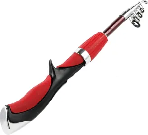 1.25m/1.6m Ice Fishing Rod and Closed Face Spinning Fishing Reel Combo Fishing Tackle Set Telescopic Rod for Child (Red Rod)