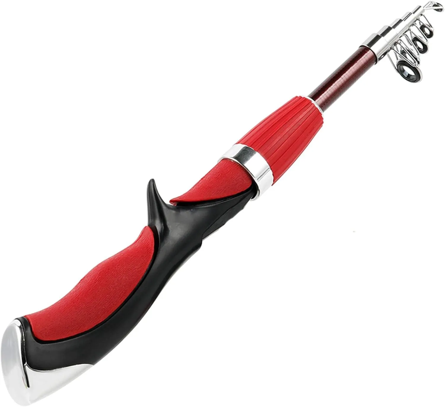 1.25m/1.6m Ice Fishing Rod and Closed Face Spinning Fishing Reel Combo Fishing Tackle Set Telescopic Rod for Child (Red Rod)