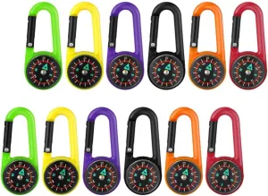 12pcs Outdoor Survival Compass Outdoor Accessory Outdoor Climbing Compass Hunting Compass with Hook Snap Hook Portable Survival Compass Wear-Resistant Compass Hiking Small Compass