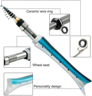 1.6m Individual Fish-Shaped Pen Rod Telescopic Carbon Fishing Rod Fish Shaped Mini Pocket Pen Sea Ice Fish