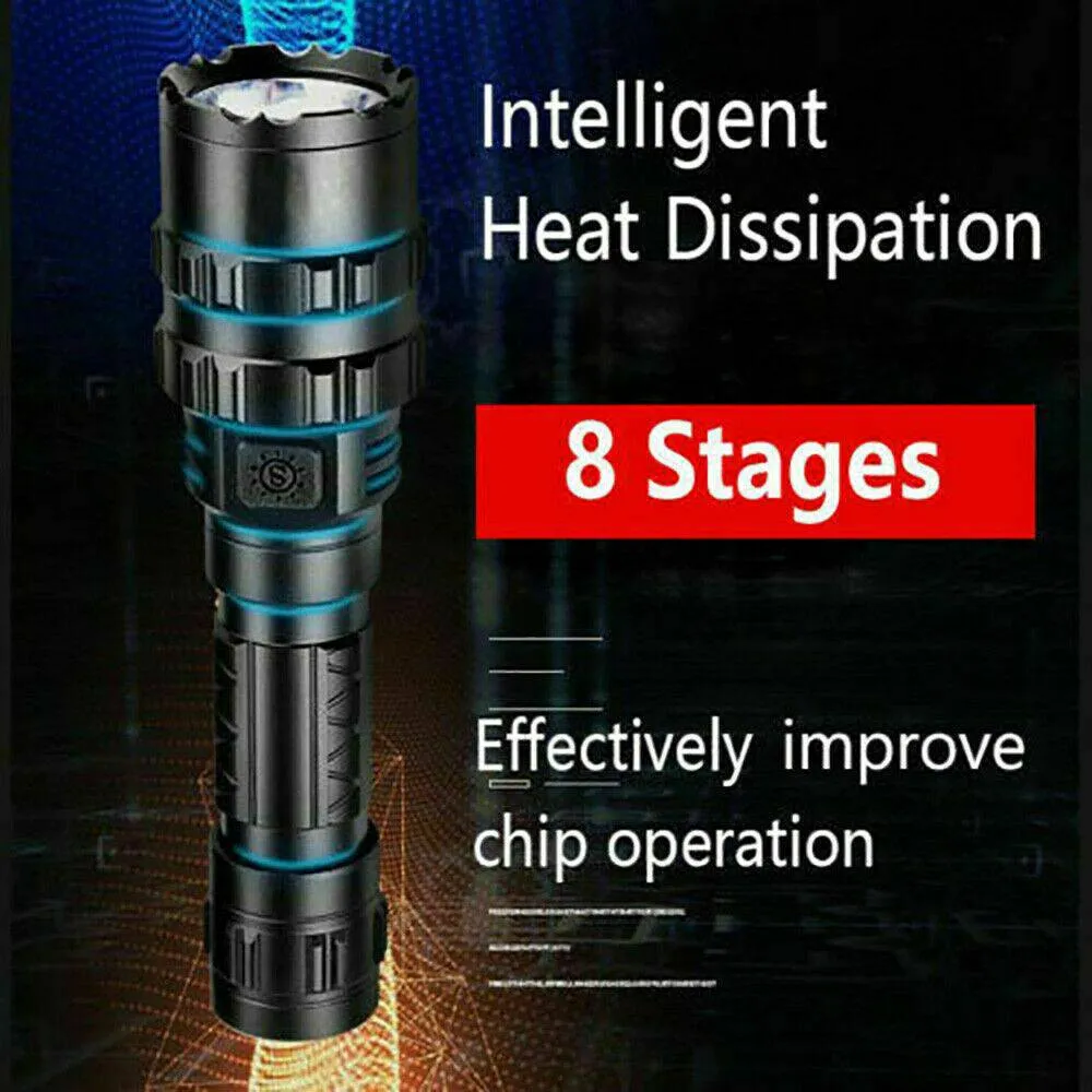 180000LM L2 LED Tactical Flashlight USB Rechargeable Camping Hunting Torch