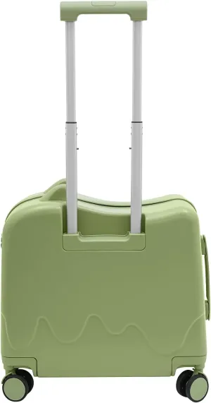 18" Kids Carry On Luggage, Ride-On Kids' Suitcase with Double Spinner Wheels, Cute Lightweight Tow-Along Luggage with Password Lock, Children's Trolly Case for Travel Study Tours (Olive Green)