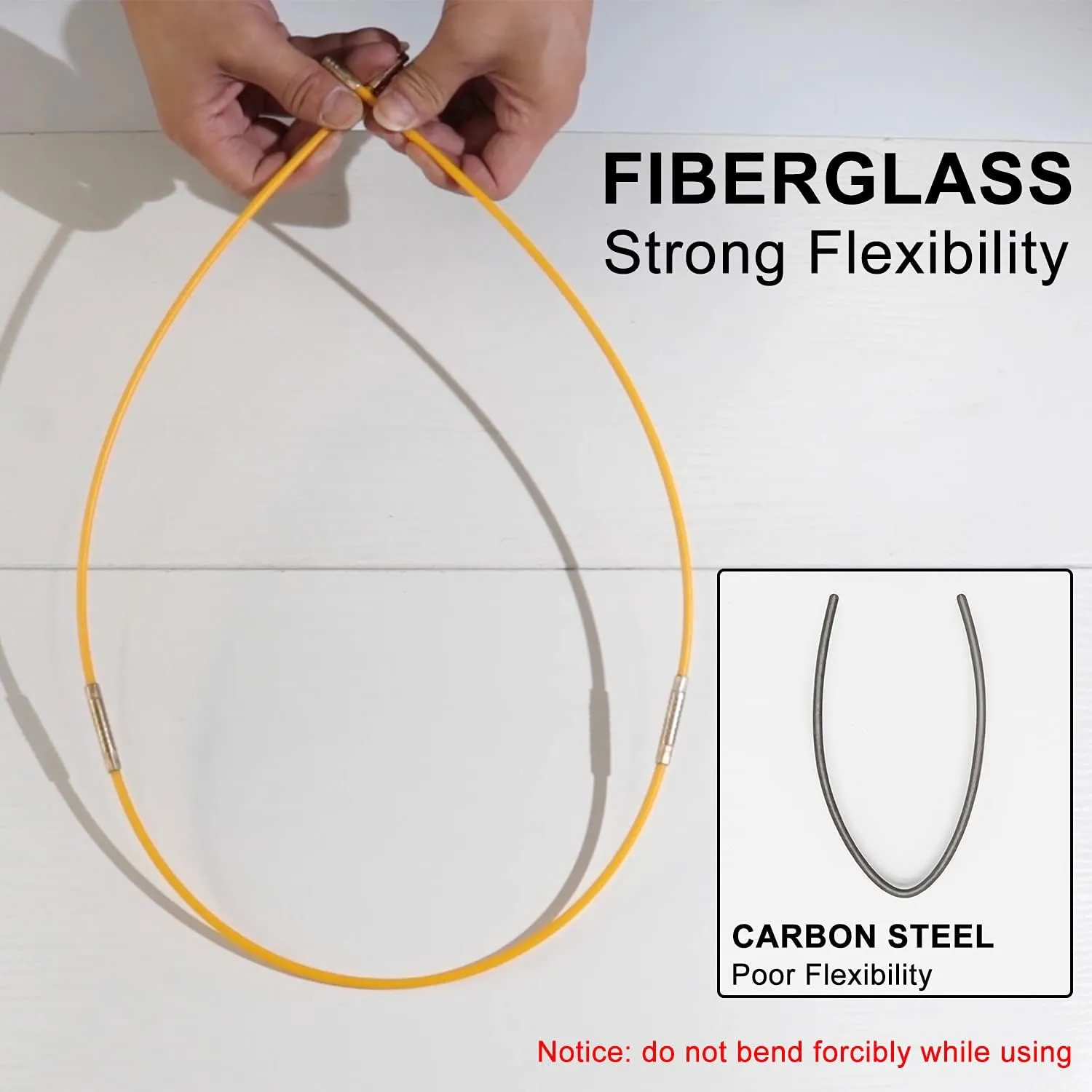 19' Fiberglass Running Electrical Wire Cable Pulling Fish Tape Kit with 5 Different Attachments and Fastener in a Carrying Case