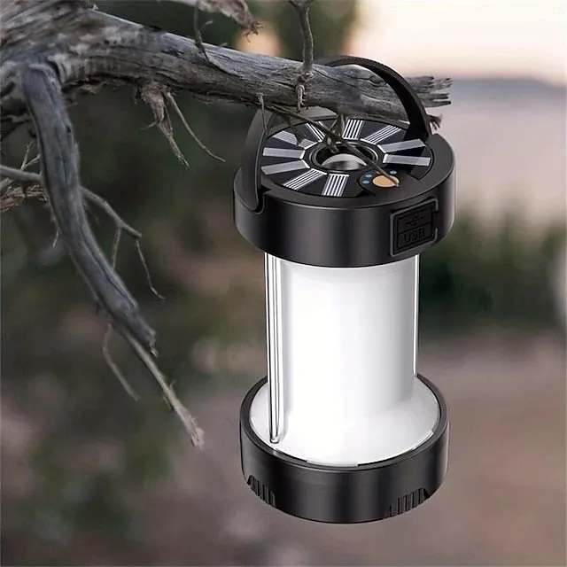 1pc USB Solar Camping Light with Magnet Work Light, 4 Lighting Modes Rechargeable Powerful Flashlight with18650 Battery