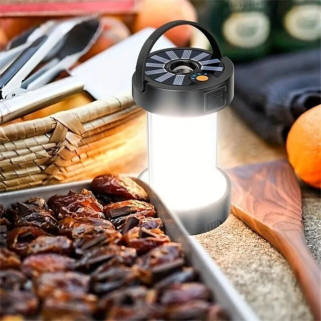 1pc USB Solar Camping Light with Magnet Work Light, 4 Lighting Modes Rechargeable Powerful Flashlight with18650 Battery