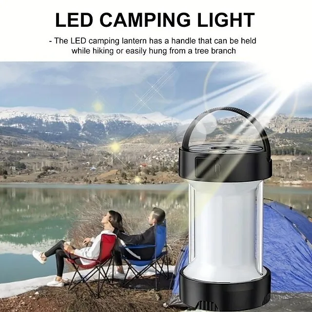 1pc USB Solar Camping Light with Magnet Work Light, 4 Lighting Modes Rechargeable Powerful Flashlight with18650 Battery