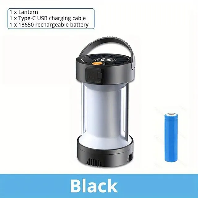 1pc USB Solar Camping Light with Magnet Work Light, 4 Lighting Modes Rechargeable Powerful Flashlight with18650 Battery