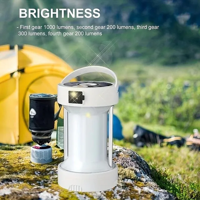 1pc USB Solar Camping Light with Magnet Work Light, 4 Lighting Modes Rechargeable Powerful Flashlight with18650 Battery