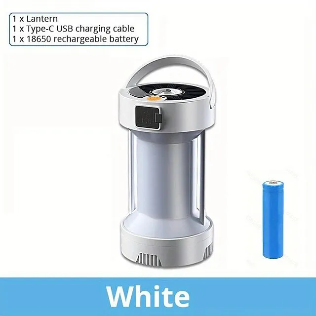 1pc USB Solar Camping Light with Magnet Work Light, 4 Lighting Modes Rechargeable Powerful Flashlight with18650 Battery
