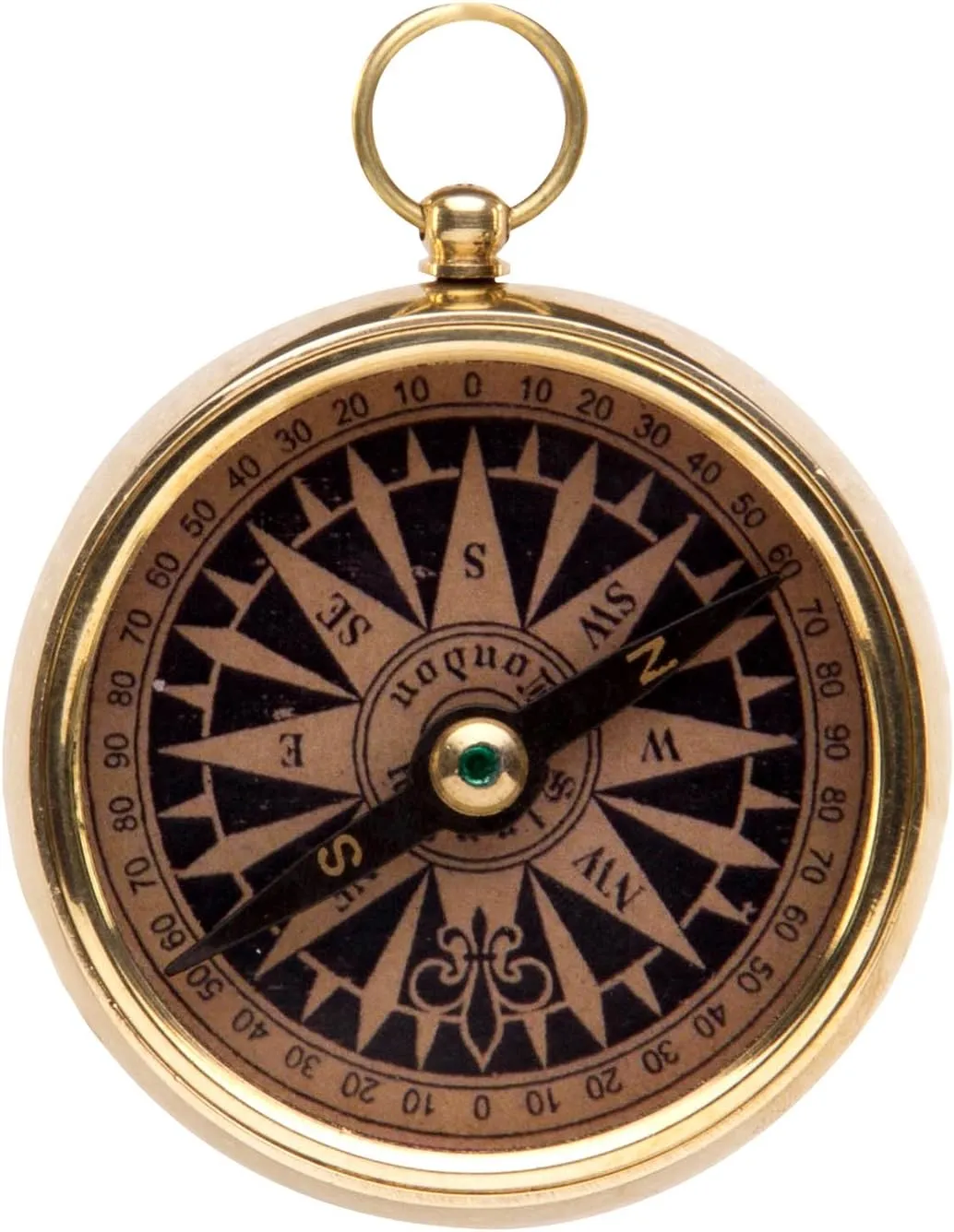 2 inch Antique Style Working Compass with Black and Gold Dial