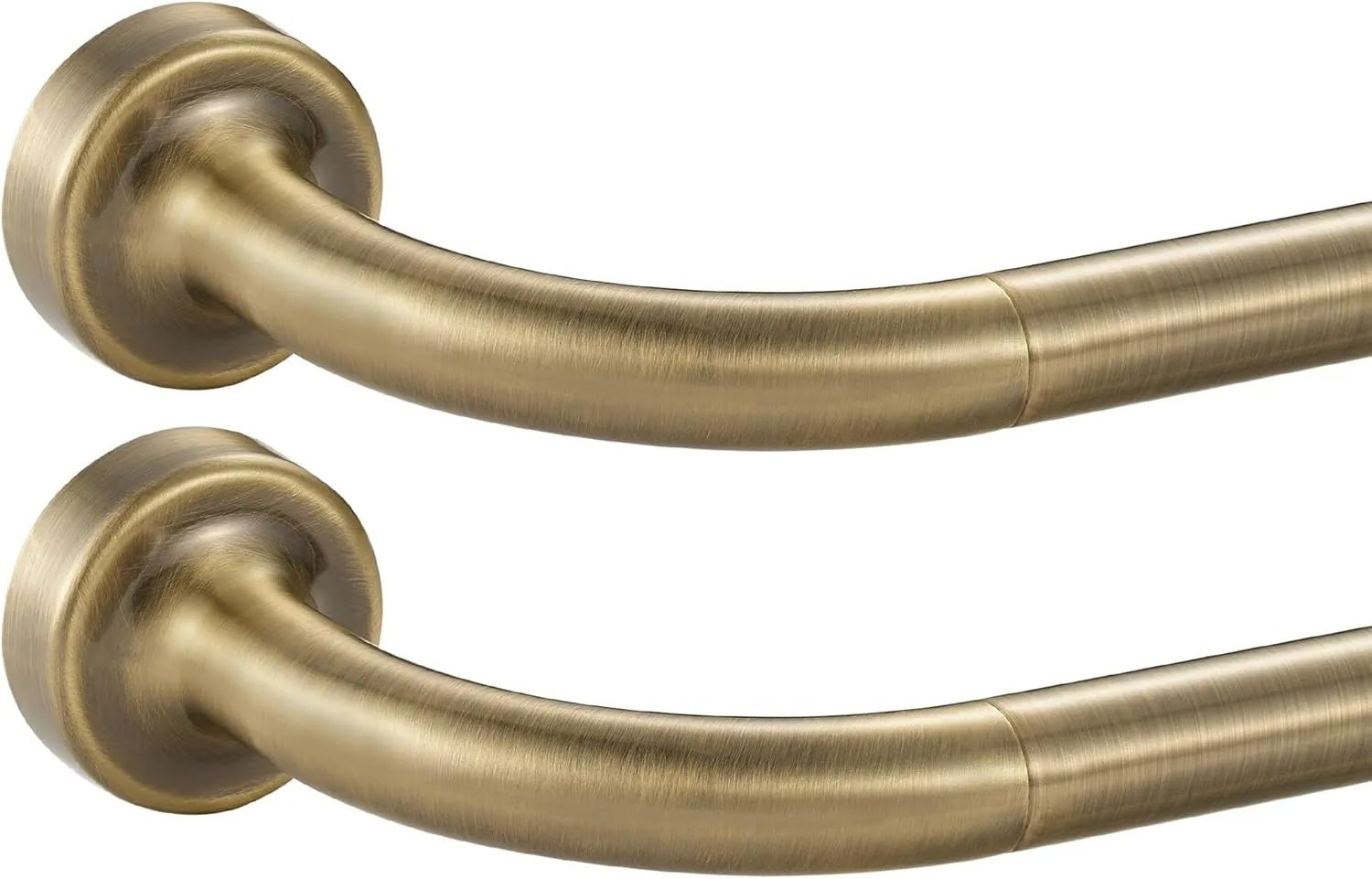 2 Pack Antique Bronze Disc Curtain Rods, 48-84 Inches Window Curtain Rod,Adjustable Room Darkening Curtain Rod with Aluminum Finials and Brackets,Wrap Around Design