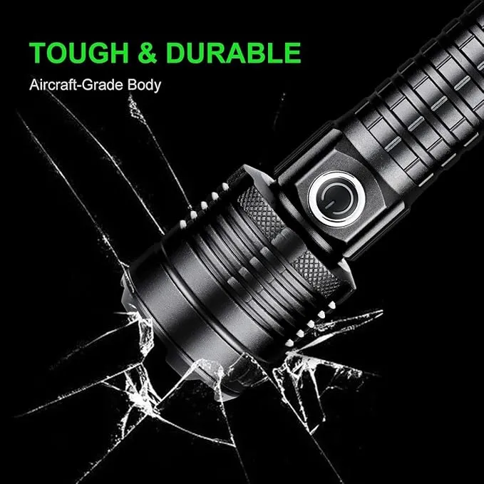 2 Pack Bright Flashlight Set, 2000LM Flashlights High Lumens Rechargeable, Zoomable 3 Modes USB C Flashlight Waterproof Led Flash Light Handheld Torch for Camping Emergency Hiking