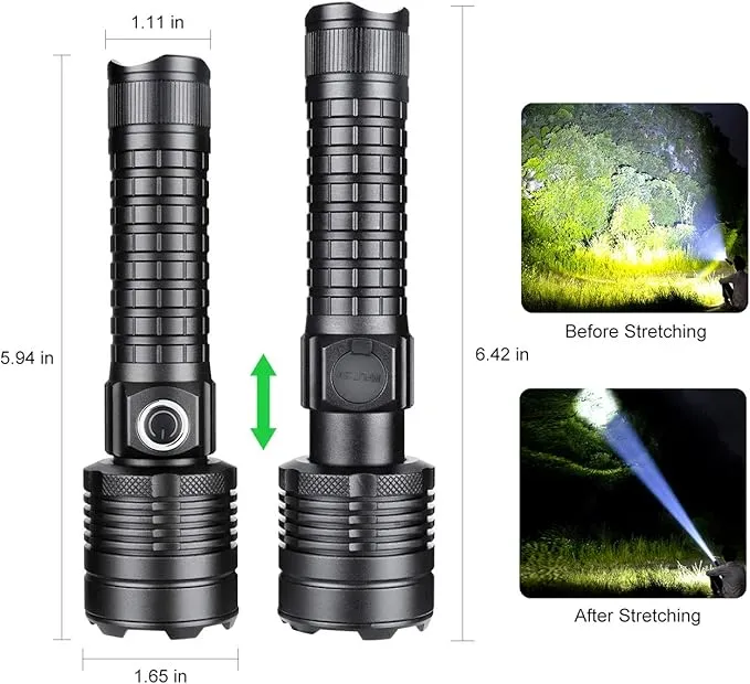 2 Pack Bright Flashlight Set, 2000LM Flashlights High Lumens Rechargeable, Zoomable 3 Modes USB C Flashlight Waterproof Led Flash Light Handheld Torch for Camping Emergency Hiking