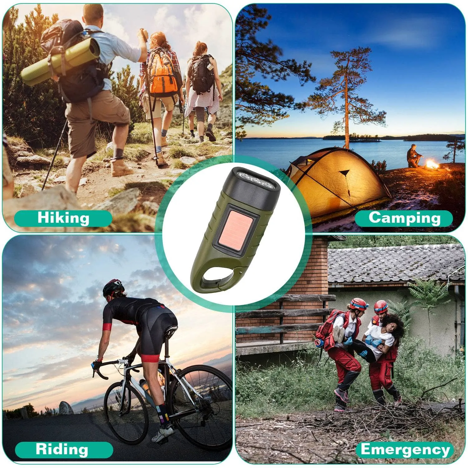 2-Pack: Hand Crank Solar Powered Flashlight