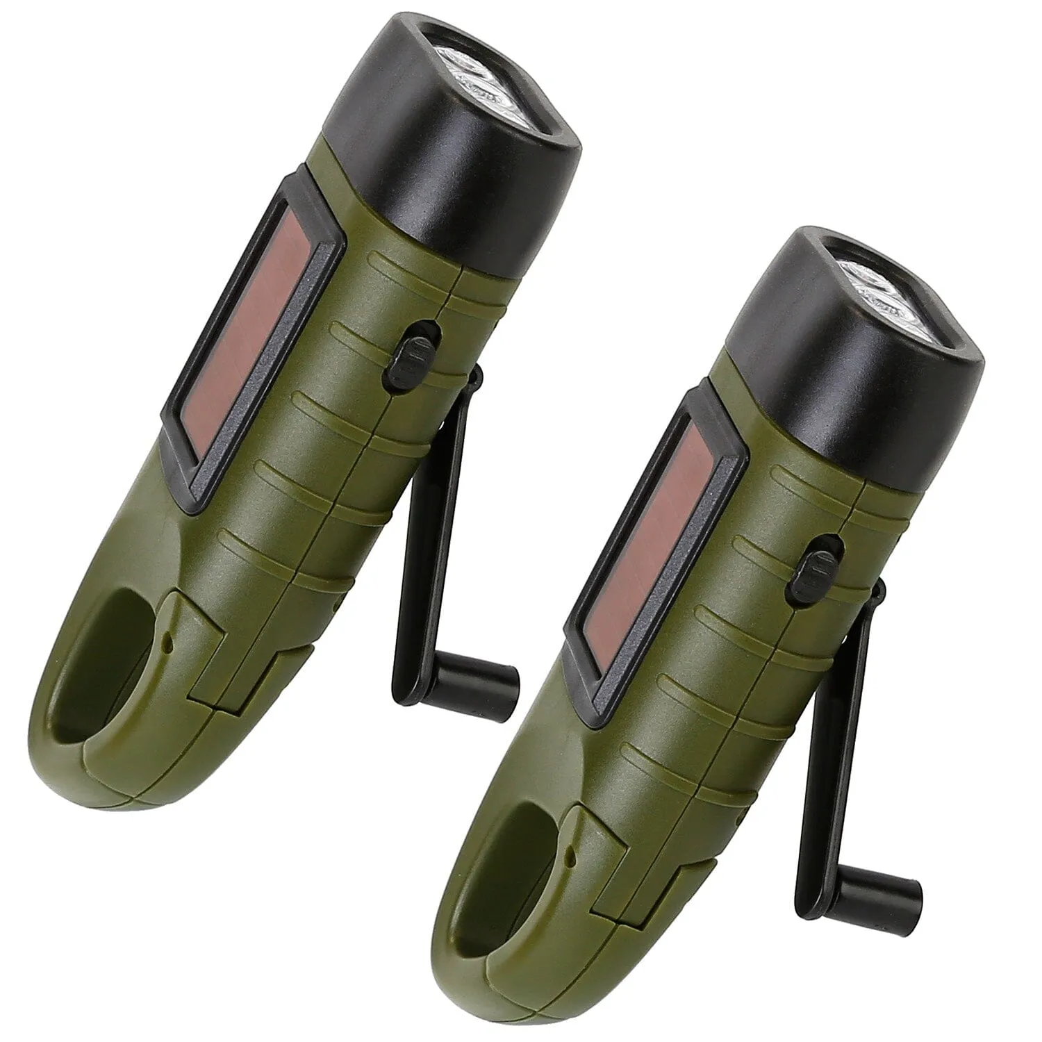 2-Pack: Hand Crank Solar Powered Flashlight