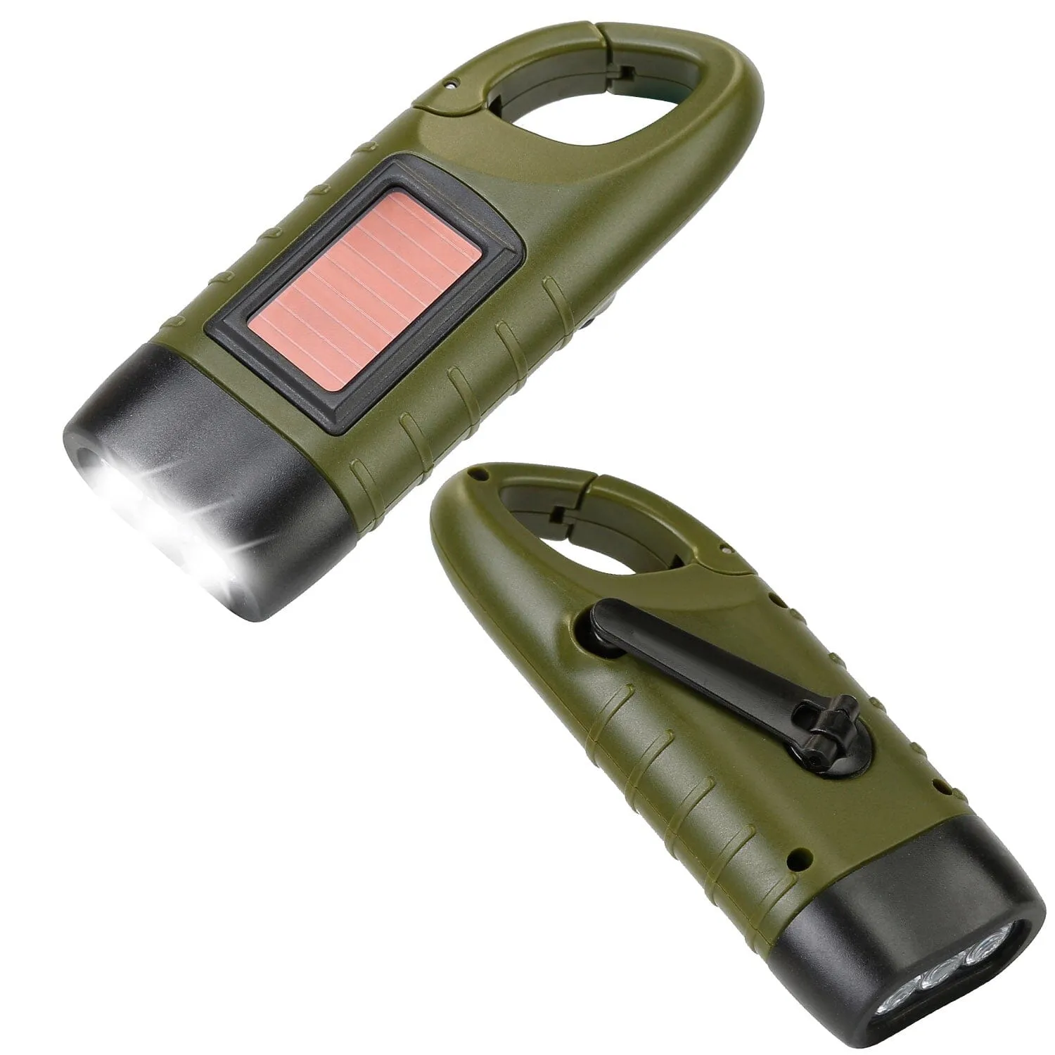 2-Pack: Hand Crank Solar Powered Flashlight