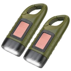 2-Pack: Hand Crank Solar Powered Flashlight