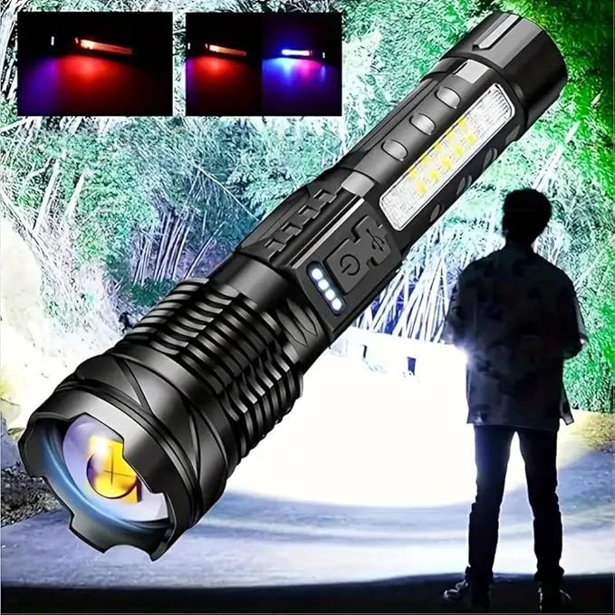 2 Pack Rechargeable Flashlights High Lumens, Super Bright LED Flashlight with 7 Lighting Modes, Waterproof Powerful Handheld Flash Light for Home, Outdoor, Camping, Emergency