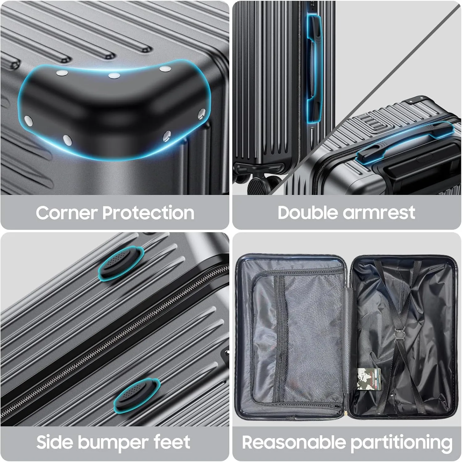 20 Inch Carry on Luggage Carry-on with Cup Holder & USB Port, Luggage with Airline Approved TSA Lock, Softside Lightweight carry on luggage 22 x 14 x 9 airline approved 360° Spinner Double Wheels