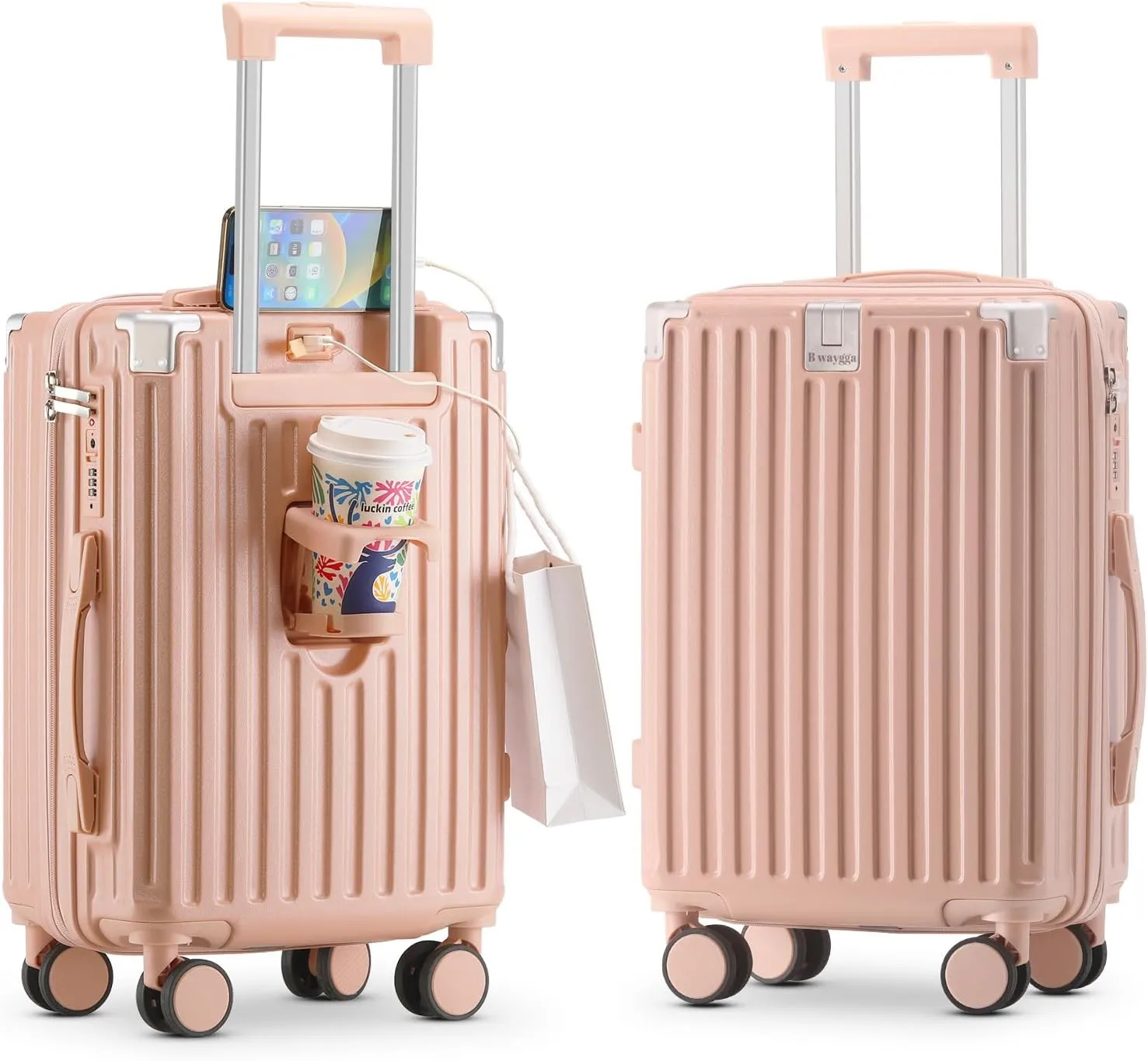 20 Inch Carry on Luggage Carry-on with Cup Holder & USB Port, Luggage with Airline Approved TSA Lock, Softside Lightweight carry on luggage 22 x 14 x 9 airline approved 360° Spinner Double Wheels