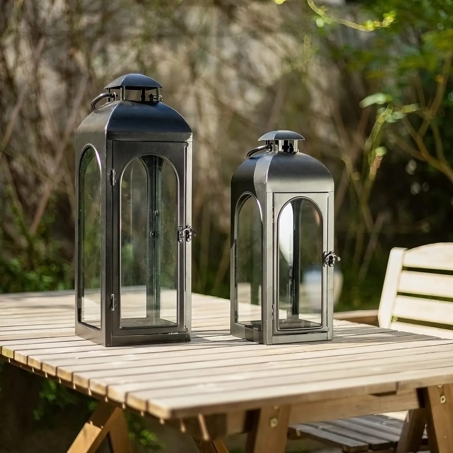 20-Inch Metal and Tempered Glass Candle Lantern - Premium Outdoor Lantern, Decorative Lanterns with Handcrafted Design for Patio, Garden & Indoor Decor