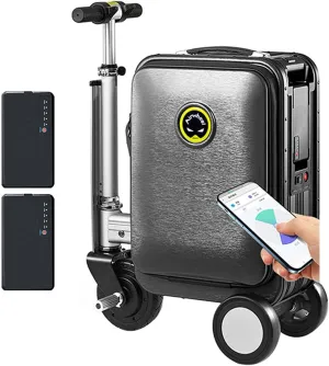 20L Electric Suitcase, Aluminum Alloy Frame Portable Rideable Suitcase, 73.26WH Removable Battery Speed 13km/h, Load 110kg, Motorized Luggage for Adults Travel Storage Case,Gray
