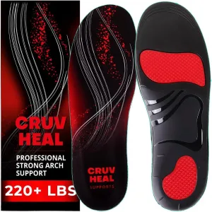 220  lbs Plantar Fasciitis High Arch Support Insoles Men Women - Orthotic Shoe Inserts - Boot Work Shoe Insole (S, Black)