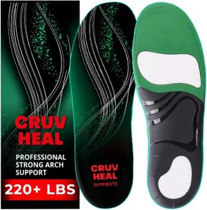 220  lbs Plantar Fasciitis High Arch Support Insoles Men Women - Orthotic Shoe Inserts - Boot Work Shoe Insole (XL, Green)