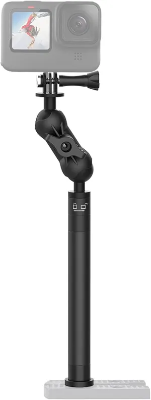 29" Adjustable Kayak Camera Mount with Infinitely Extendable Stand, Kayak Sports Camera Mounting Compatible with GoPro and 1/4" Threaded Cameras