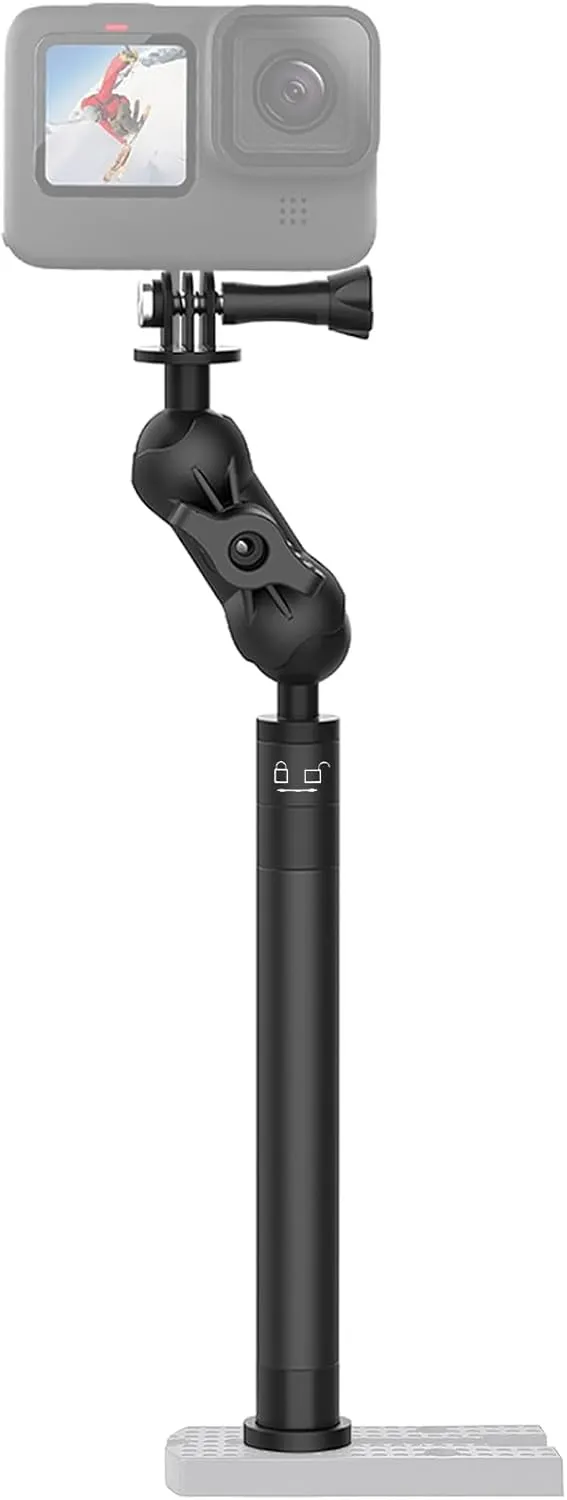 29" Adjustable Kayak Camera Mount with Infinitely Extendable Stand, Kayak Sports Camera Mounting Compatible with GoPro and 1/4" Threaded Cameras