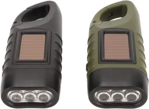 2pcs Hand Crank Solar Powered Flashlight Emergency LED Flashlights Rechargeable Handheld Flashlights Torch for Emergencies Survival Outdoor Sports Camping