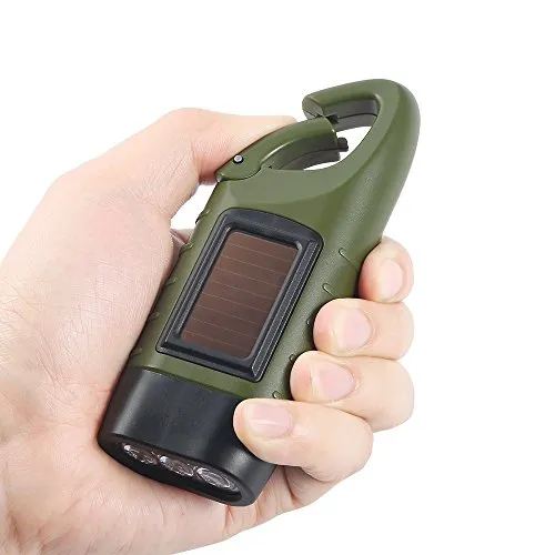 2pcs Hand Crank Solar Powered Flashlight,Emergency Rechargeable LED Flashlight
