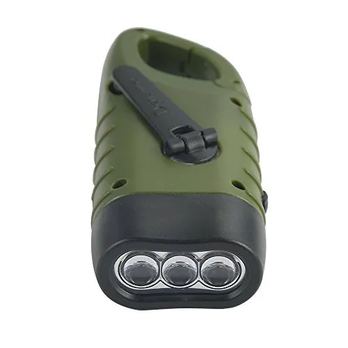 2pcs Hand Crank Solar Powered Flashlight,Emergency Rechargeable LED Flashlight