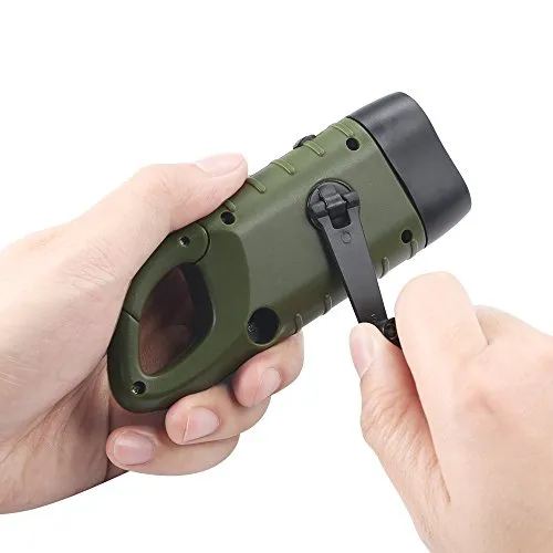 2pcs Hand Crank Solar Powered Flashlight,Emergency Rechargeable LED Flashlight