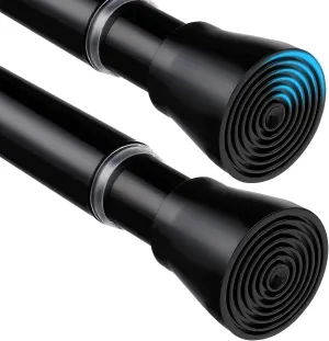 2PCS Spring Tension Curtain Rod 28 To 48 Inch Adjustable Expandable Black Tension Rod Shower Curtain Rods No Drilling Spring Loaded Curtain Rod for Windows Bathroom Closet Bedroom Doorway Door