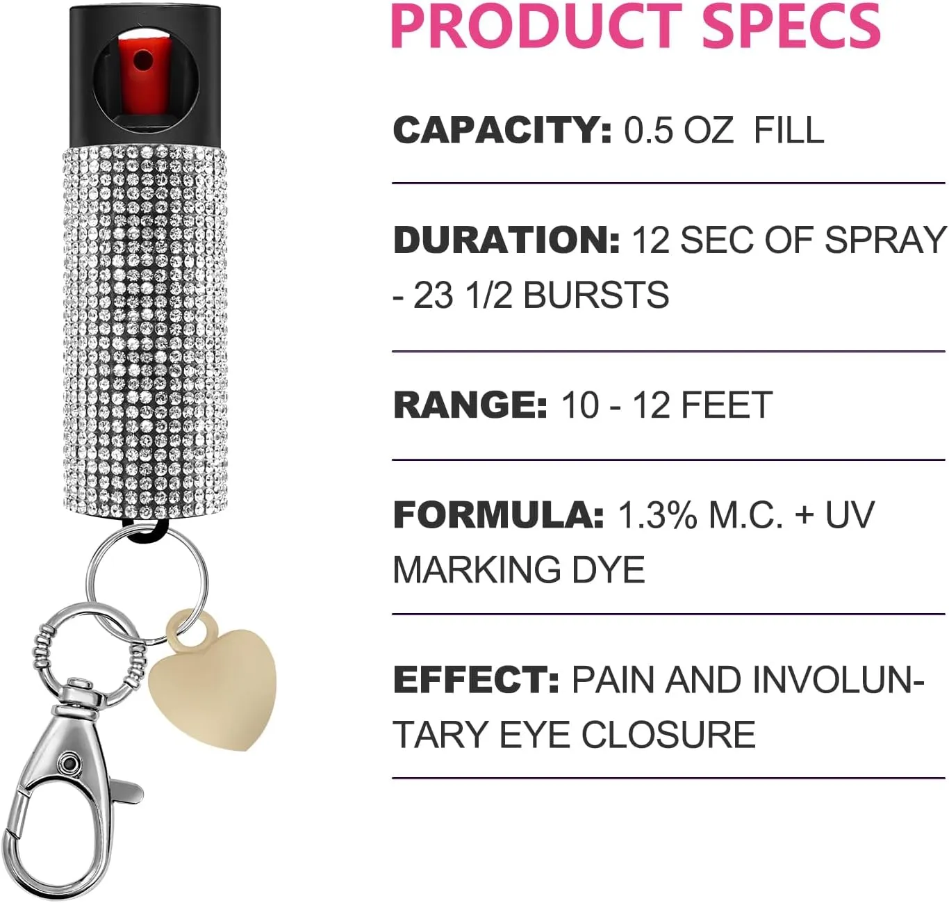 3-in-1 Personal Safety Alarm & Door Handle Alarm & Pepper Spray Combo for Women, Max Strength Pepper Gel & Jeweled Monochromatic Design, 130dB Siren & Door Stop Alarm & Led Flashlight, Rechargeable