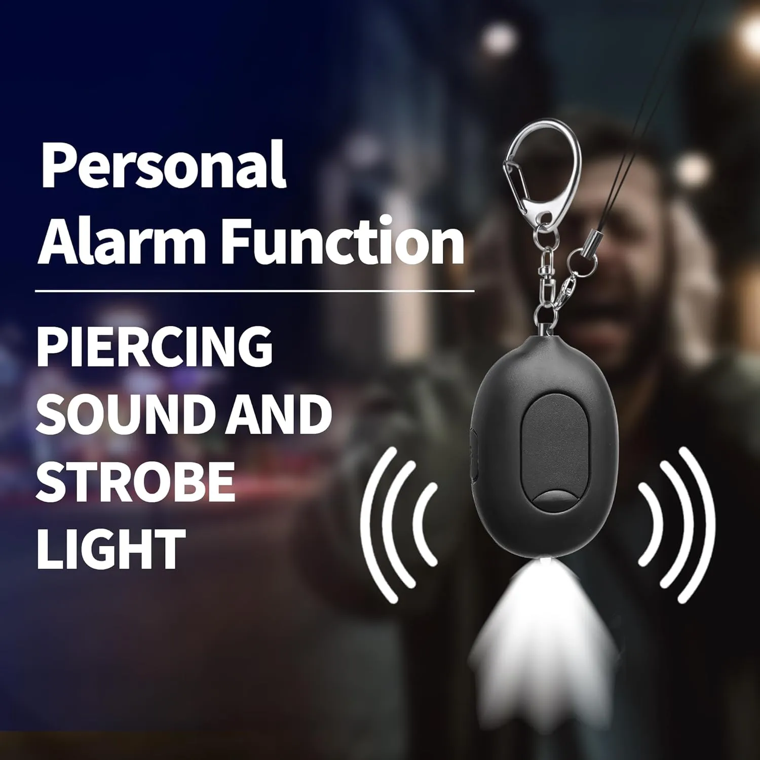 3-in-1 Personal Safety Alarm & Door Handle Alarm & Pepper Spray Combo for Women, Max Strength Pepper Gel & Jeweled Monochromatic Design, 130dB Siren & Door Stop Alarm & Led Flashlight, Rechargeable